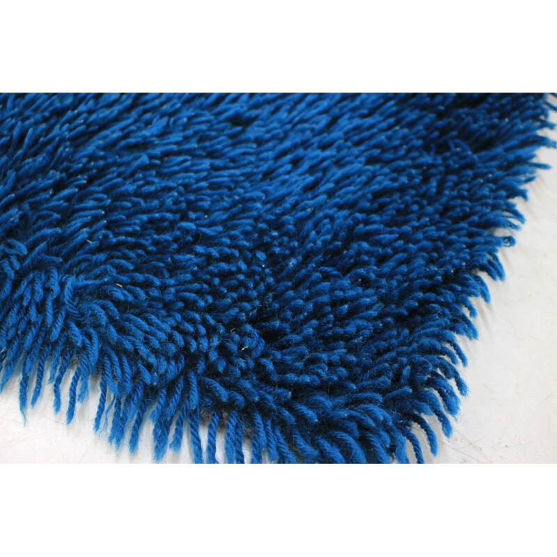 Vintage danish rug in blue rug in wool 1970