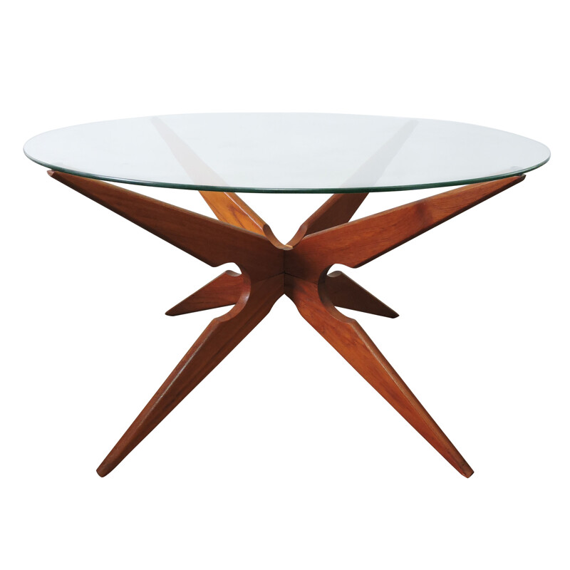 Vintage spider coffee table for Sika Mobler in teak and glass