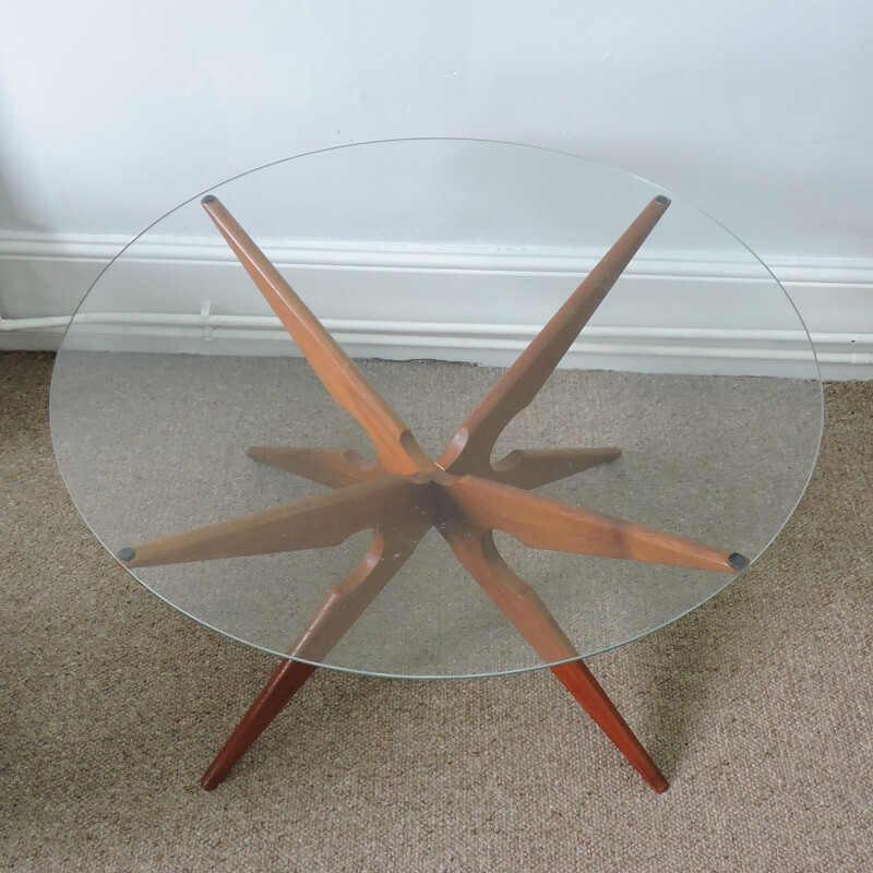 Vintage spider coffee table for Sika Mobler in teak and glass