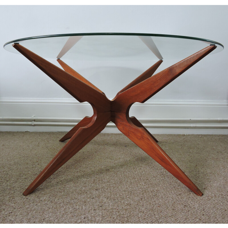 Vintage spider coffee table for Sika Mobler in teak and glass