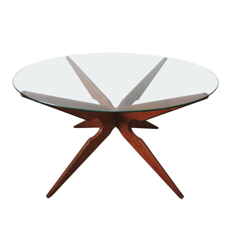 Vintage spider coffee table for Sika Mobler in teak and glass