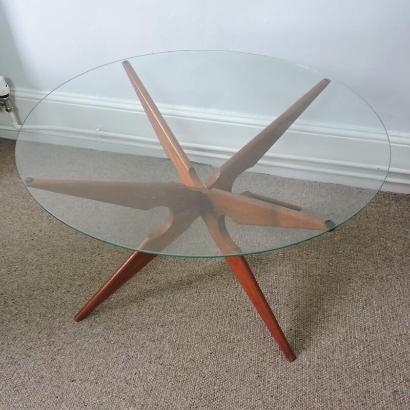 Vintage spider coffee table for Sika Mobler in teak and glass