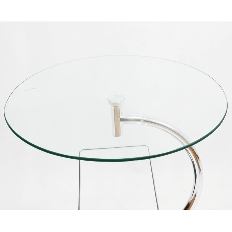 Vintage german glass and steel coffee table for Kokoon 1980