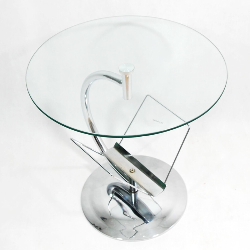 Vintage german glass and steel coffee table for Kokoon 1980