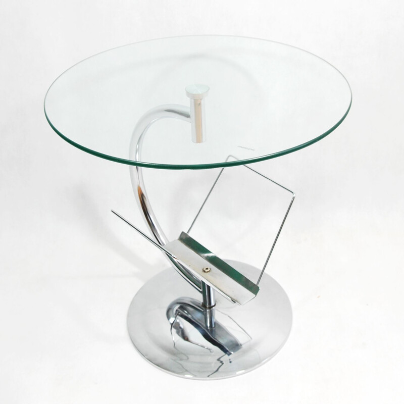 Vintage german glass and steel coffee table for Kokoon 1980