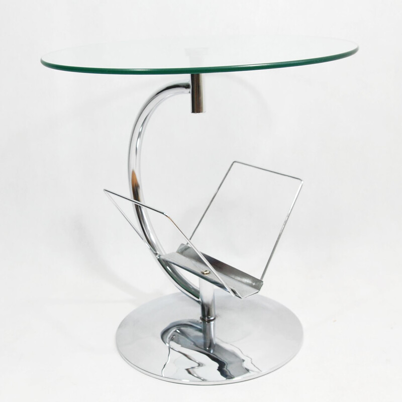 Vintage german glass and steel coffee table for Kokoon 1980