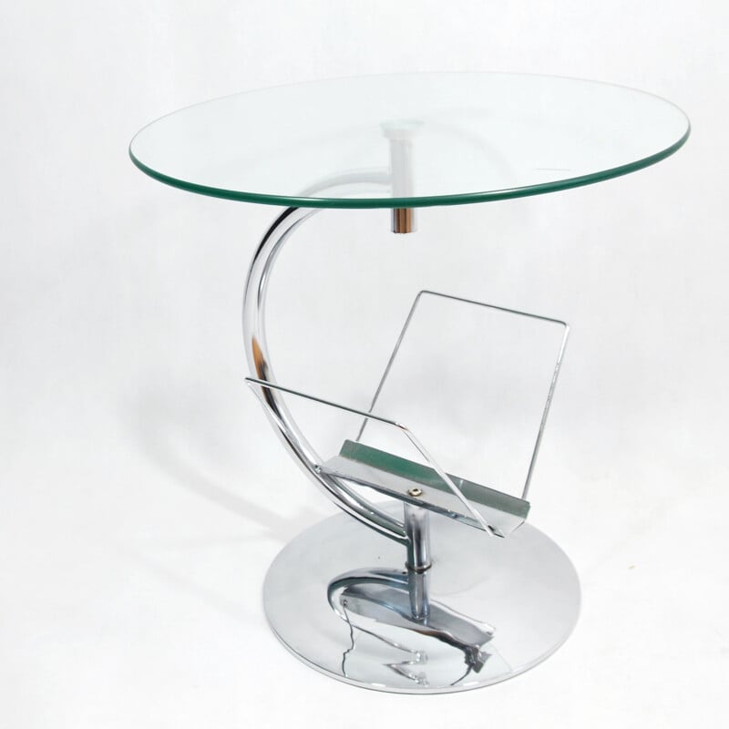 Vintage german glass and steel coffee table for Kokoon 1980