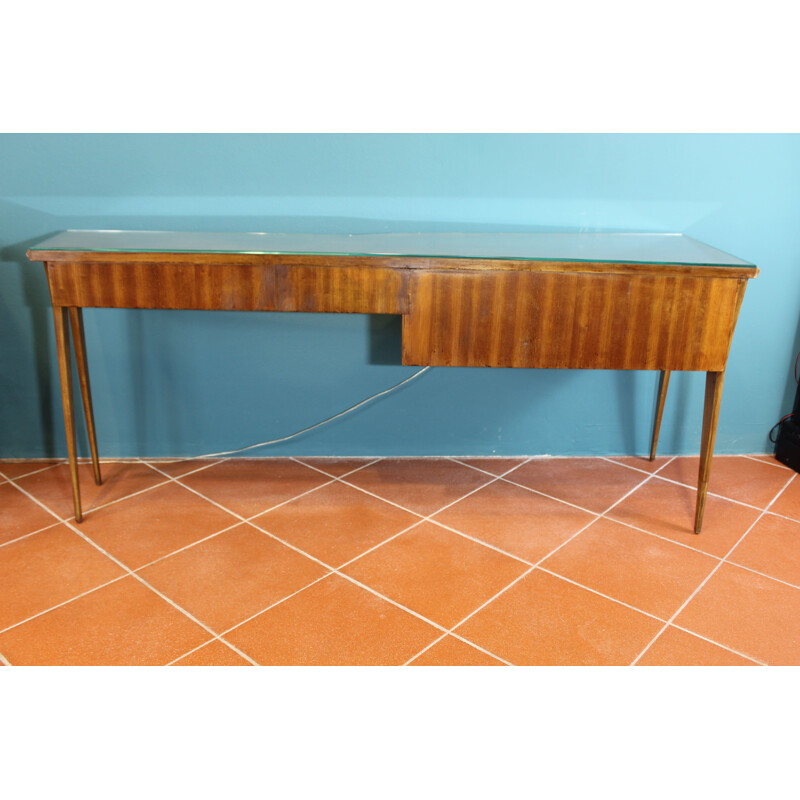 Vintage italian ashwood side table in glass 1950