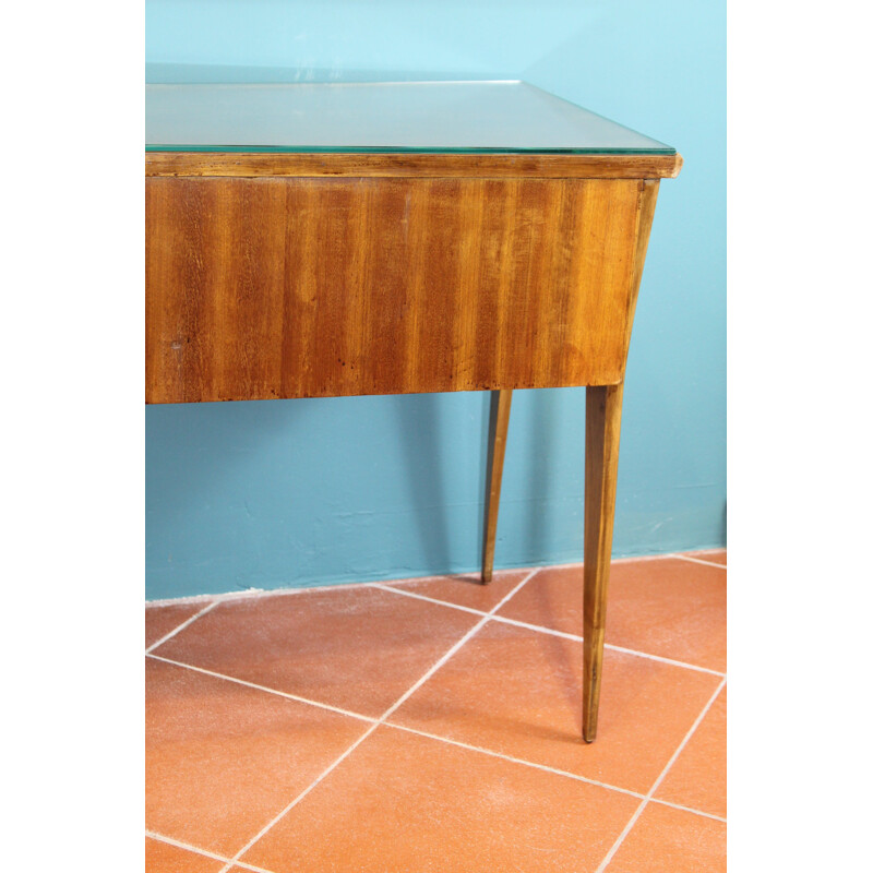 Vintage italian ashwood side table in glass 1950