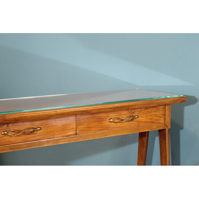 Vintage italian ashwood side table in glass 1950