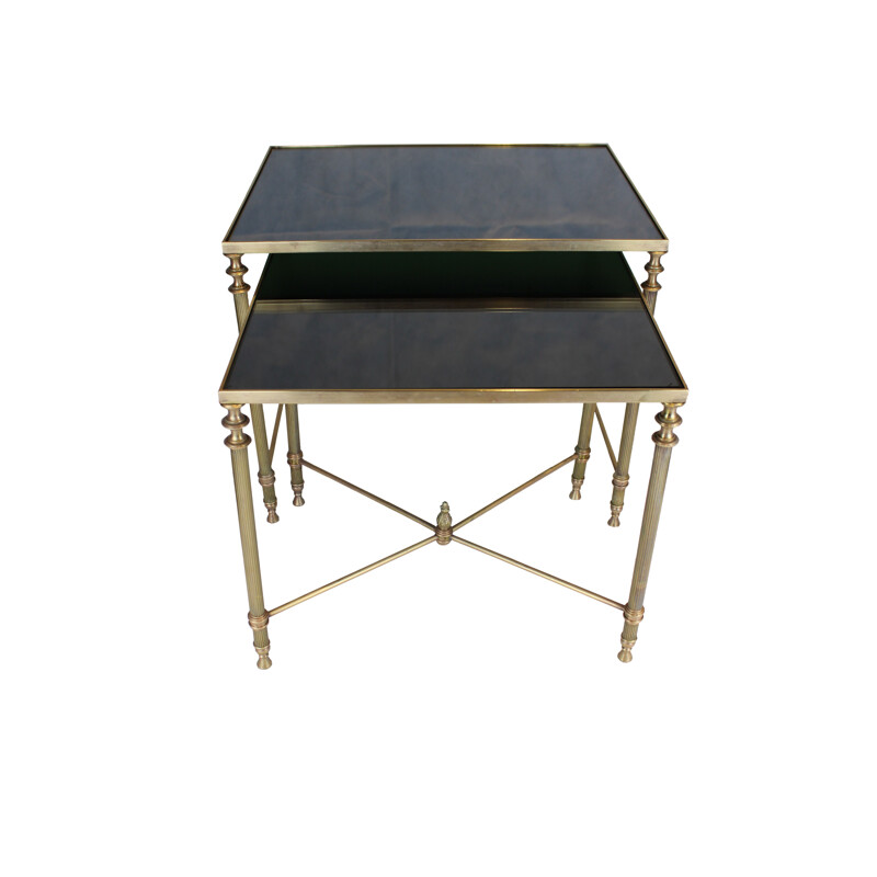 Two Maison Jansen Brass Nesting Tables 