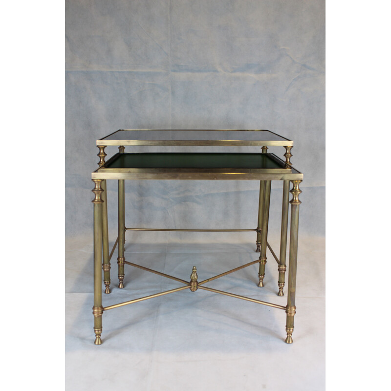 Two Maison Jansen Brass Nesting Tables 