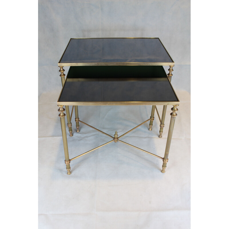 Two Maison Jansen Brass Nesting Tables 