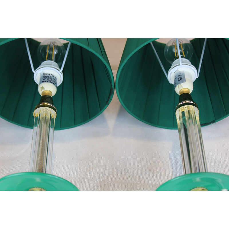 Italian Venetian Pair of Table Lamps, Murano Glass 