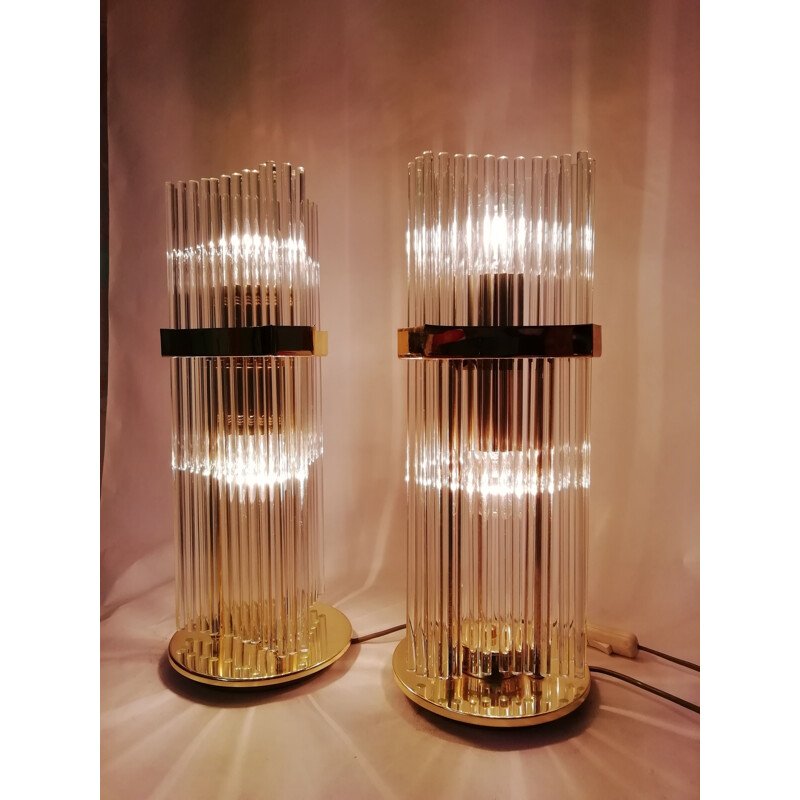 Paire de lampes de table vintage, Gaetano Sciolari