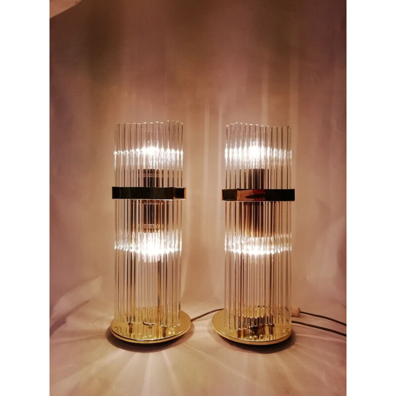 Paire de lampes de table vintage, Gaetano Sciolari