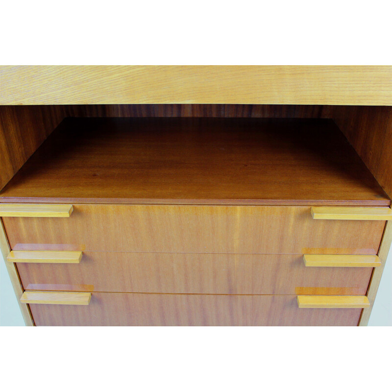 Vintage high secretary desk for UP Bucovice in wood 1960