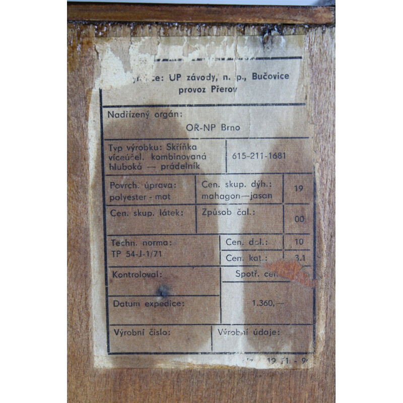 Armoire vintage pour UP Bucovice en bois 1960