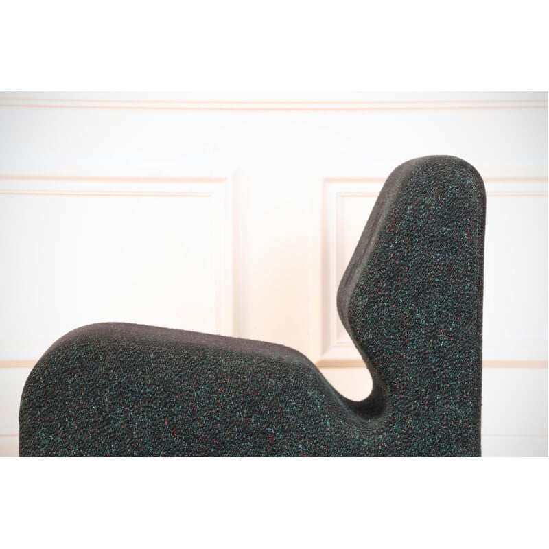 Pair of vintage armchairs for Herman Miller in green wool and plastic