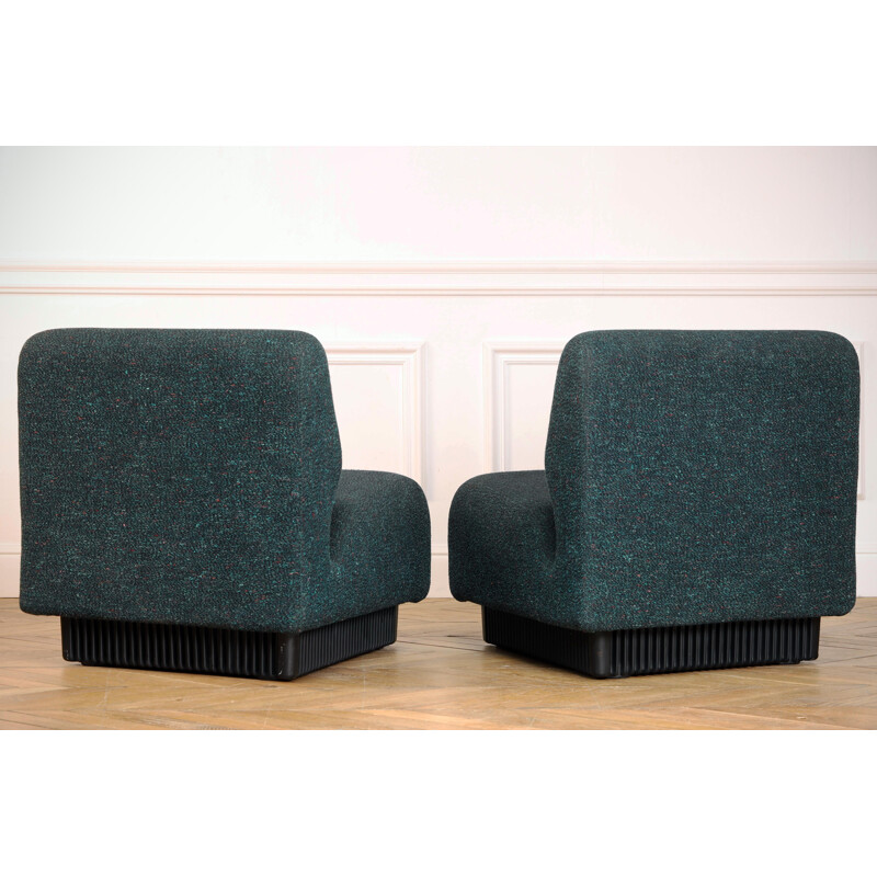 Paire de fauteuils vintage pour Herman Miller en laine verte et plastique