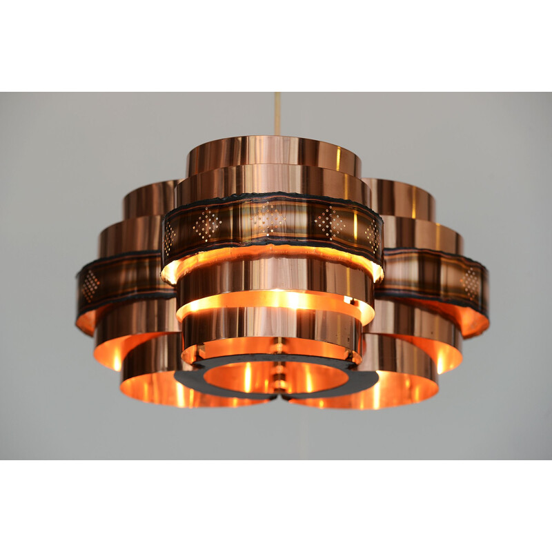 Vintage copper pendant light for Coronell Electro 1970