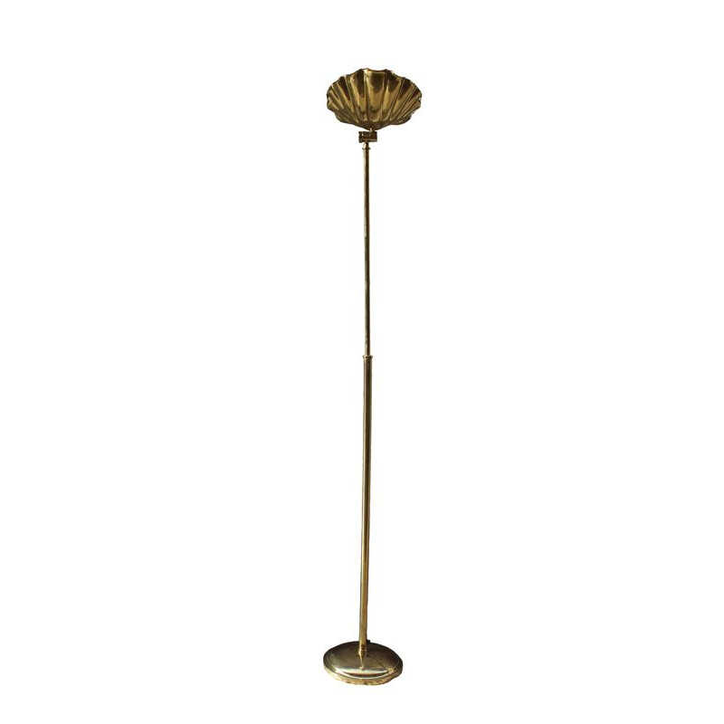 Vintage italian shell floor lamp in brass 1970