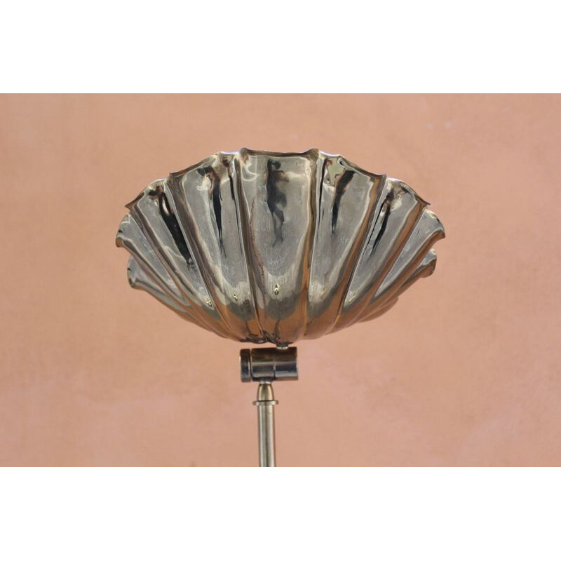 Vintage italian shell floor lamp in brass 1970