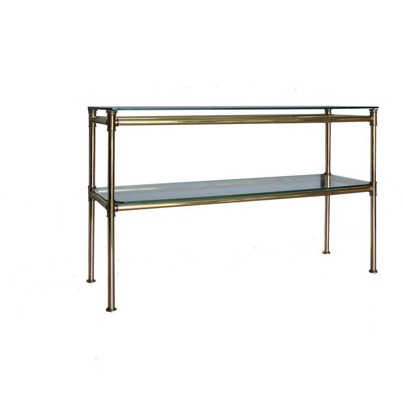 Vintage italian brass and glass console table 1970