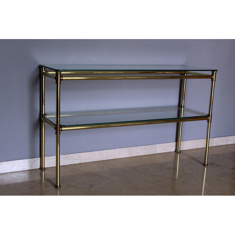 Vintage italian brass and glass console table 1970