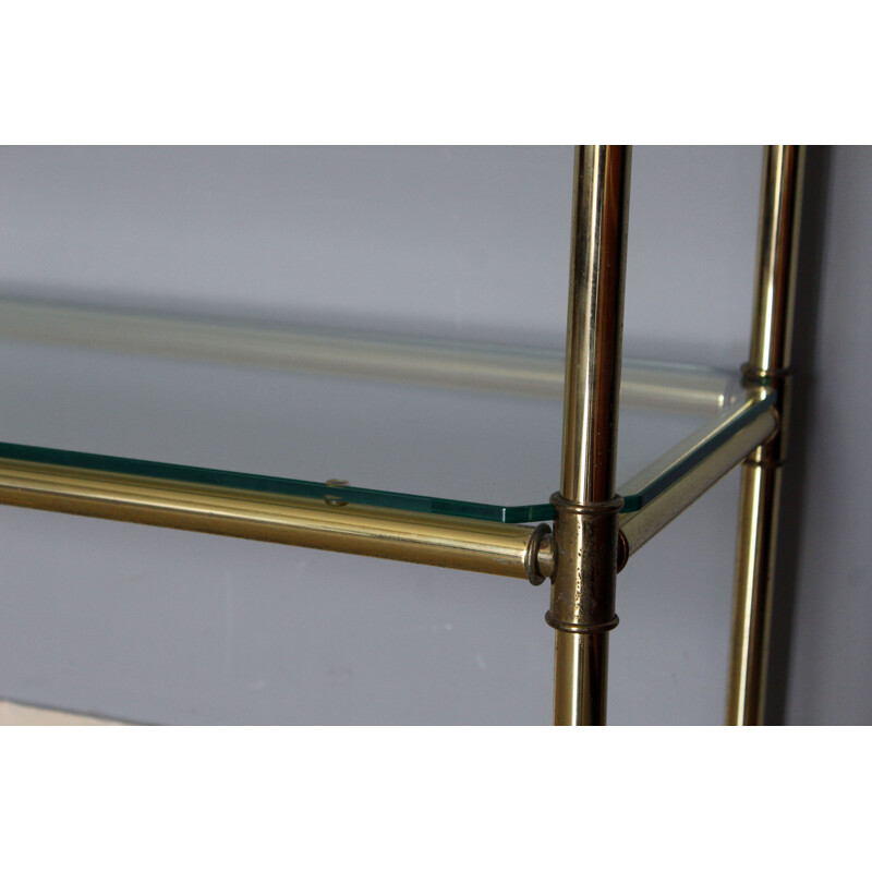 Vintage italian brass and glass console table 1970