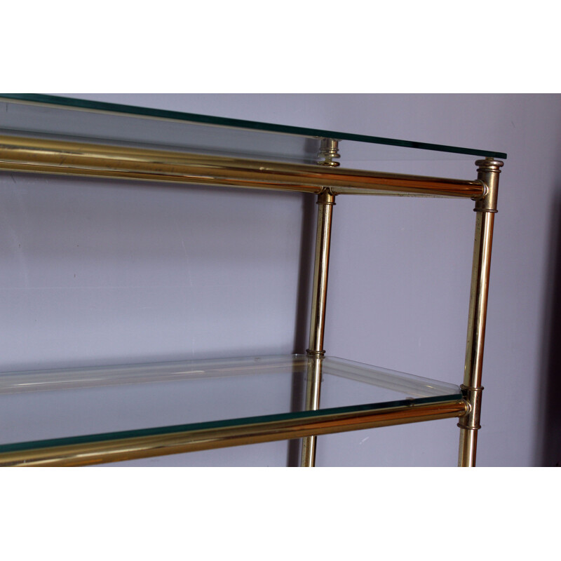 Vintage italian brass and glass console table 1970