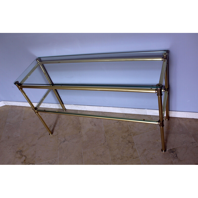 Vintage italian brass and glass console table 1970