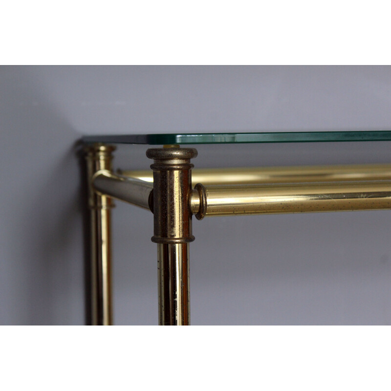 Vintage italian brass and glass console table 1970