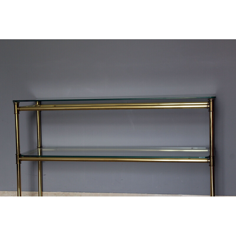 Vintage italian brass and glass console table 1970