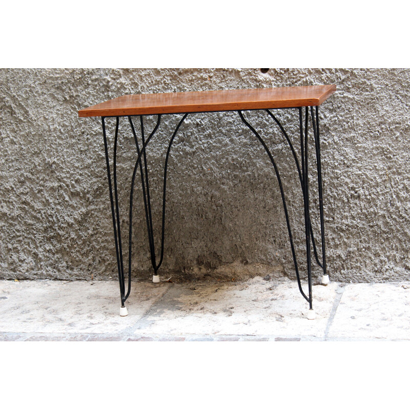 Vintage italian coffee table in wood and metal 1960