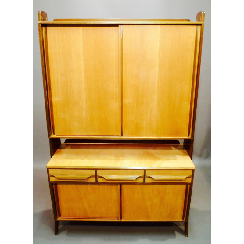 Vintage german dresser in walnut and brass 1950