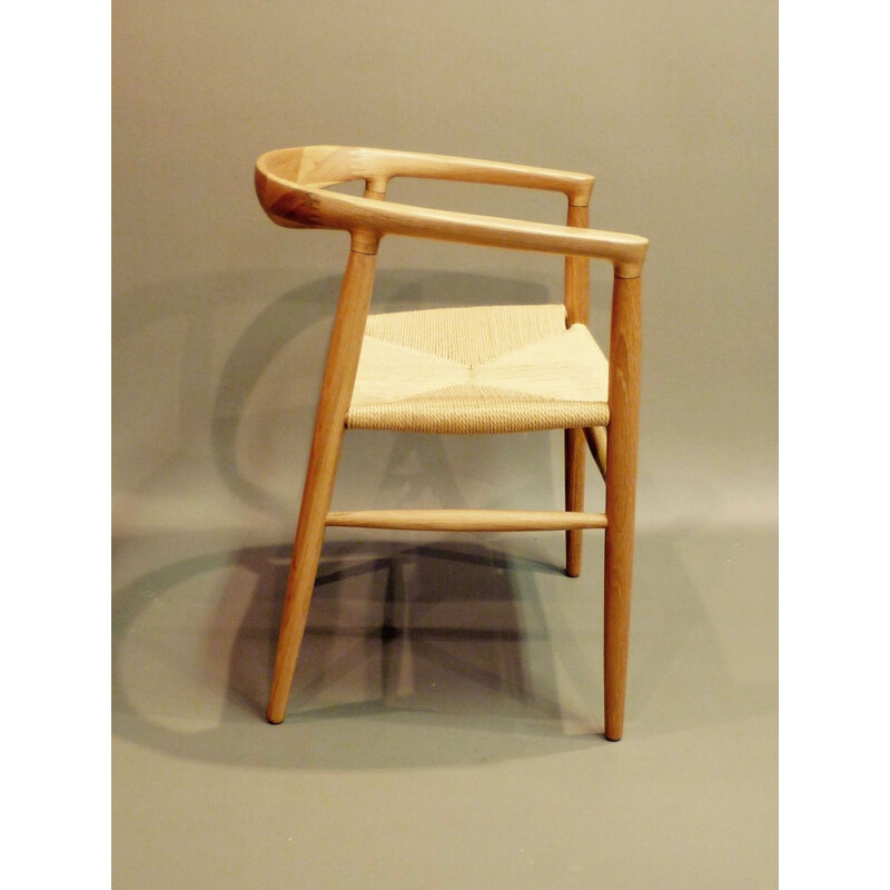 Vintage scandinavian armchair in ash and rope 1970