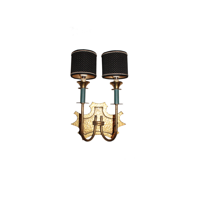 Vintage italian blue sconce in brass 1950