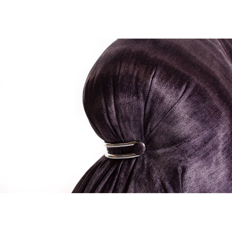 Vintage Soriana sofa for Cassina in purple velvet and metal 1969