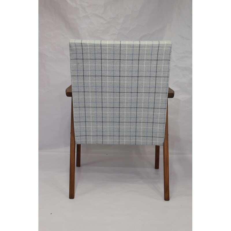 Fauteuil scandinave vintage en tissu gris