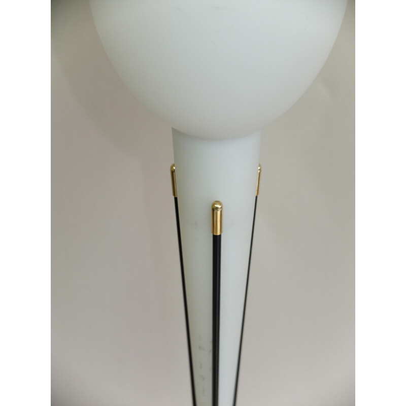 Vintage Stilnovo floorlamp in opaline glass and white marble