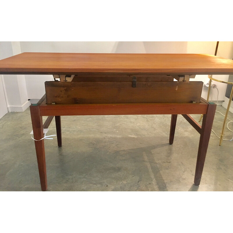 Table vintage scandinave modulable en teck 1960