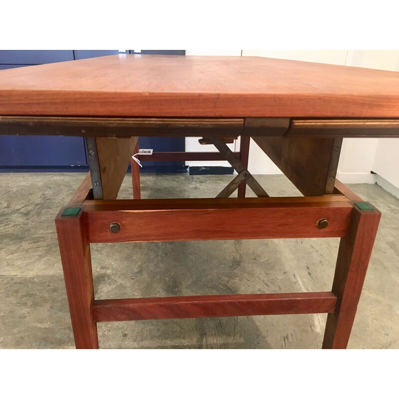 Table vintage scandinave modulable en teck 1960