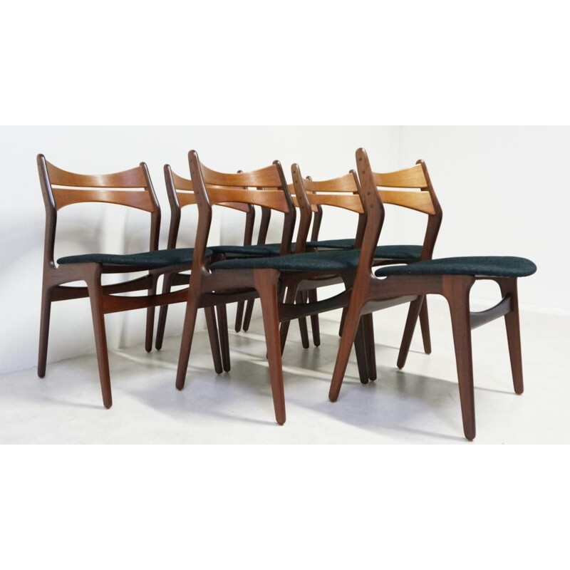 Set of 6 vintage chairs in teak by Erik Buch