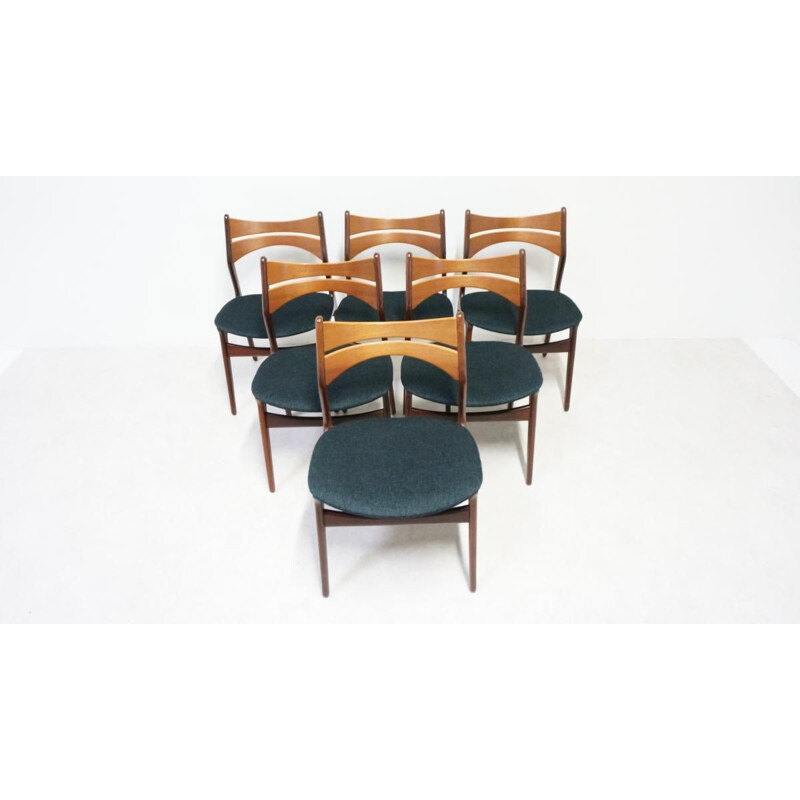 Set of 6 vintage chairs in teak by Erik Buch