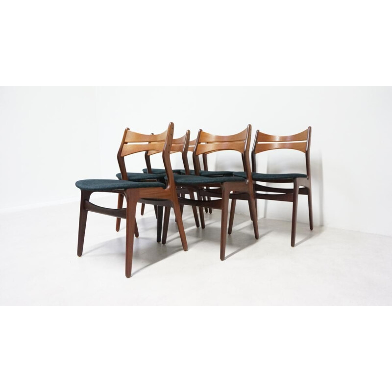 Set of 6 vintage chairs in teak by Erik Buch