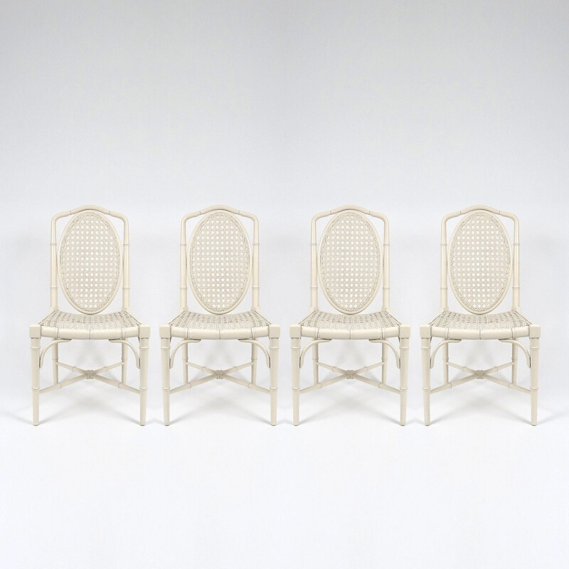 Conjunto de 4 cadeiras vintage em madeira maciça lacada