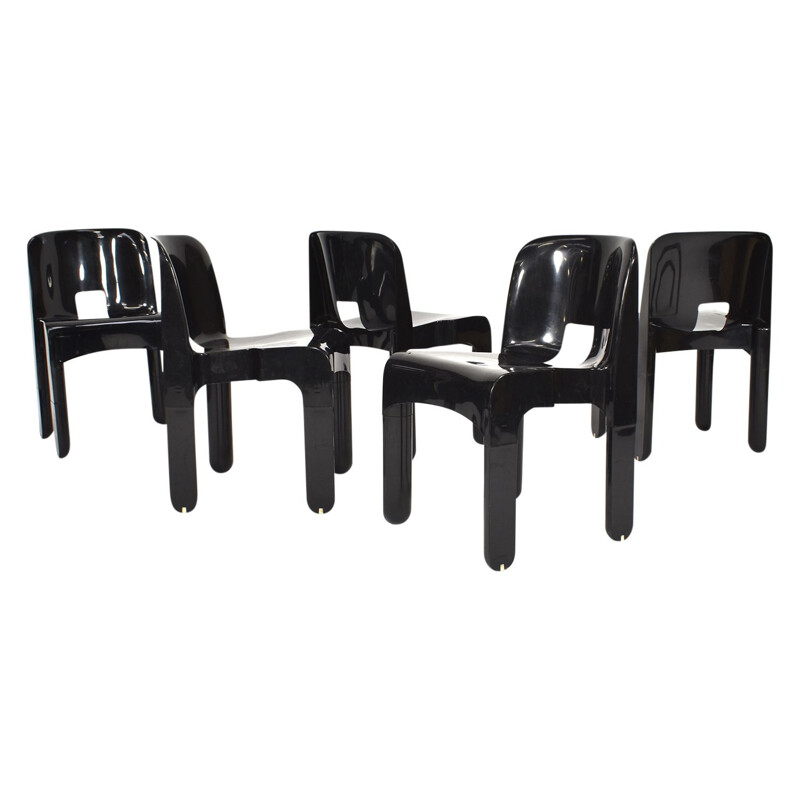 Set of 5 vintage plastic chairs by Joe Colombo for Kartell