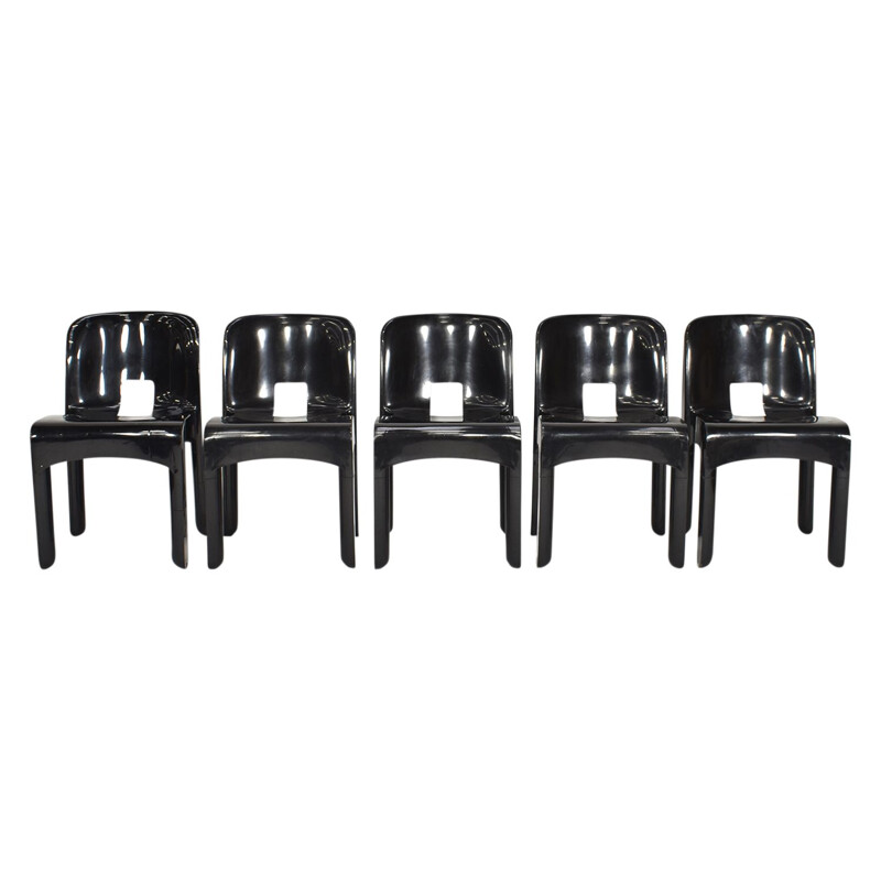Set of 5 vintage plastic chairs by Joe Colombo for Kartell