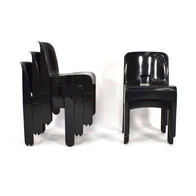 Set of 5 vintage plastic chairs by Joe Colombo for Kartell